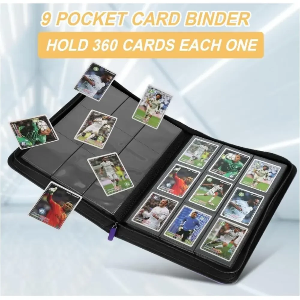 360-Card 9-Pocket Trading Card Binder Side Loading Zipper Album Purple NEW